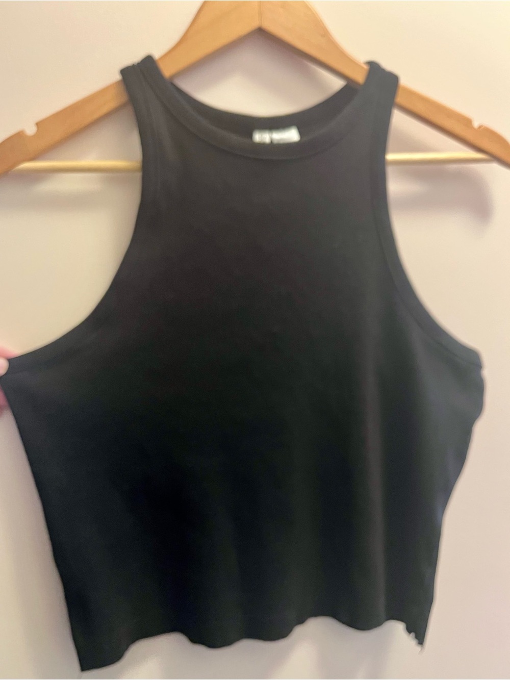 Divided Black Ribbed Tank Top • XL